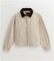 Girls' Off White Oversized Contrast Collar Jacket New Look