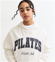 Girls' Off White Pilates Embroidered Hoodie New Look