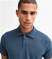 Men's Navy Regular Textured Polo Top New Look