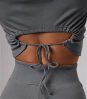 Women's Grey Back Detail Crop T-Shirt Gym King New Look