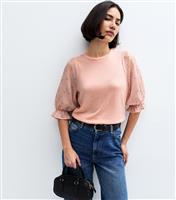Women's Pink Soft Touch Floral Sleeves Top New Look