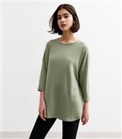 Women's Green Soft Touch Three Quarter Sleeve Top New Look