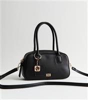Black Faux Leather Bowling Bag New Look