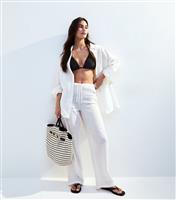 Women's White Wide Leg Cover Up Trousers New Look