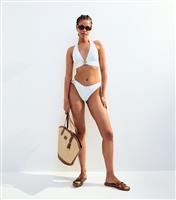 Women's Cream Floral Detail Bikini Bottoms New Look