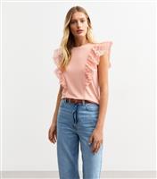 Women's Pink Soft Touch Broderie Anglaise Trim Vest New Look