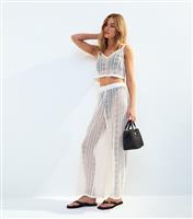 Women's Cream Lace Straight Leg Trousers New Look