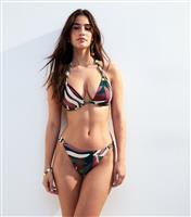 Women's Green Leaf Print Tanga Bikini Bottoms New Look