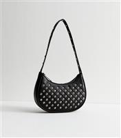 Black Diamant Stud Shoulder Bag New Look