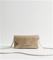 Silver Metallic Raffia Look Clutch New Look