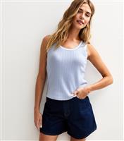 Women's Blue Soft Touch Pointelle Scoop Neck Vest New Look