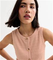Women's Pink Textured Crew Neck Button Up Waistcoat New Look