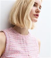Women's Pink Boucle Button Up Vest New Look