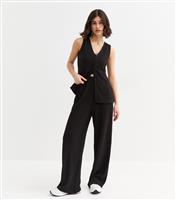Women's Black Textured Wide Leg Trousers New Look