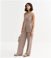 Women's Mink Textured Wide Leg Trousers New Look