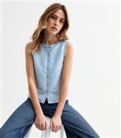 Women's Blue Textured Stripe Waistcoat New Look