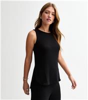 Women's Black Textured Round Neck Vest New Look