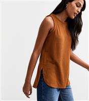 Women's Tan Textured Round Neck Vest New Look