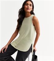 Women's Light Green Soft Touch Round Neck Vest New Look
