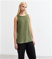 Women's Khaki Textured Round Neck Vest New Look
