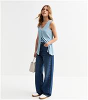 Women's Light Blue Textured Longline Waistcoat New Look