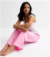 Women's Petite Pink Striped Trousers and Vest Pyjama Set New Look