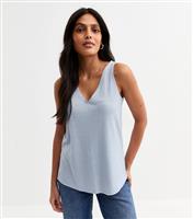 Women's Light Blue Sparkle V Neck Vest Top New Look