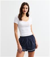Women's Blue Henley Lace Poplin Shirt Pyjama Set New Look