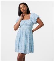 Women's Blue Floral Print Mini Dress Pink Vanilla New Look