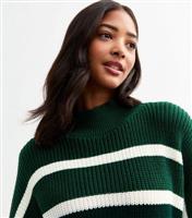 Women's Green Oversized Striped Chunky Knit Jumper Gini London New Look