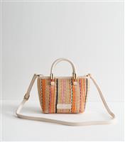 Multicolour Stripe Woven Mini Tote Bag New Look
