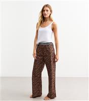 Women's Brown Leopard Print Vest and Boxer Trouser Set New Look