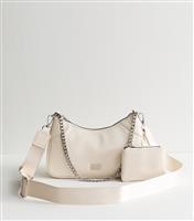 Cream Faux Leather Duo Scoop Shoulder Bag New Look