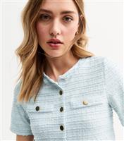 Women's Blue Boucle Button Up Top New Look