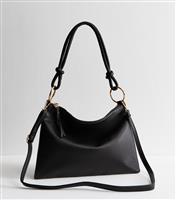 Black Grained Faux Leather Slouch Shoulder Bag New Look