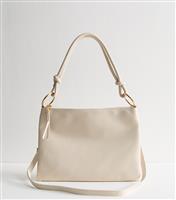 Cream Grained Faux Leather Slouch Shoulder Bag New Look