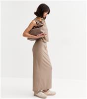 Women's Mink Textured Ribbed Midi Skirt New Look