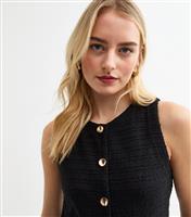 Women's Tall Black Textured Waistcoat New Look