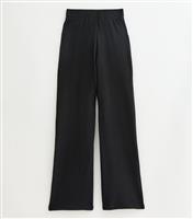 Women's Tall Black Textured Wide Leg Trousers New Look