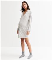 Women's Maternity Light Grey Contrast Piping Night Dress New Look