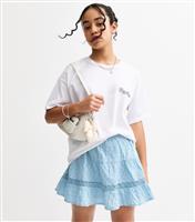Girls' Blue Lace Insert Tiered Skirt New Look