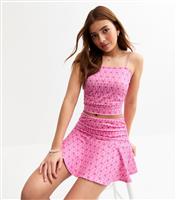 Girls' Pink Printed Slinky Flippy Skort New Look
