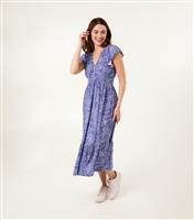Women's Mid Blue Floral Midi Dress Blue Vanilla New Look