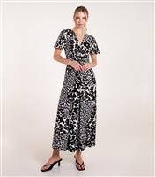 Women's Black Floral Twist Front Midi Dress Blue Vanilla New Look