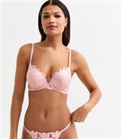 Women's Pink Floral Applique Boost Bra New Look