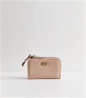 Pink Logo Plaque Faux Leather Cardholder Purse New Look