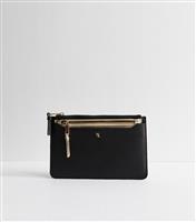 Black Grained Faux Leather Duo Pouch New Look