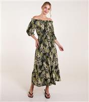 Women's Green Bardot Maxi Dress Blue Vanilla New Look