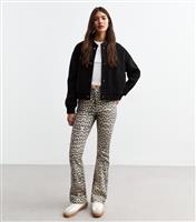 Women's Brown Leopard Print Bootcut Jeans New Look
