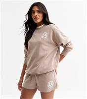 Women's Mink LA Crest Print Jersey Shorts New Look
